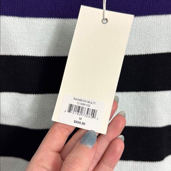 NWT Christopher John Rogers striped knit crop short sleeve baby tee size medium - Picture 3 of 8